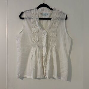 Marigold Way White Sleeveless Blouse 100% cotton made in India size L (D-104)